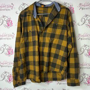 Luxe performance tailor vintage plaid Men's Mustard and Charcoal Checkered Shirt